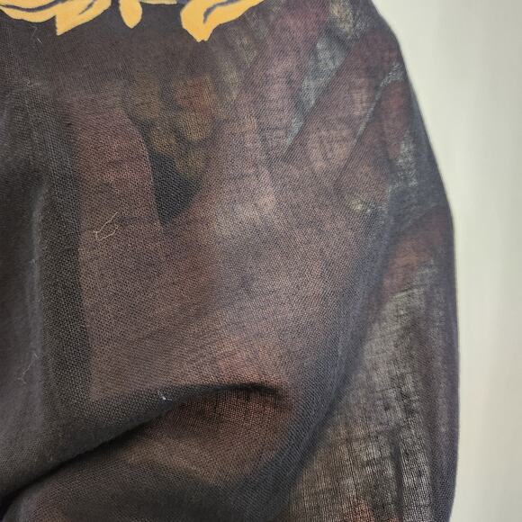 VTG Floral Semi Sheer Linen Triple Tie Sleeve Witchy Cottagecore Coquette Small - Picture 4 of 10